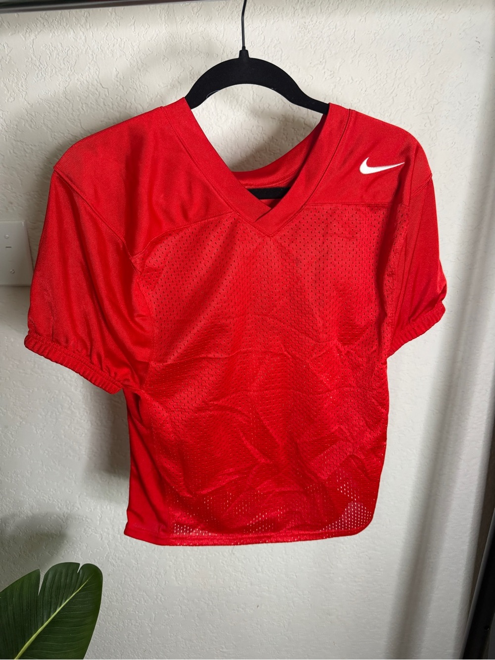 Nike Red Athletic Mesh Jersey with V-Neck